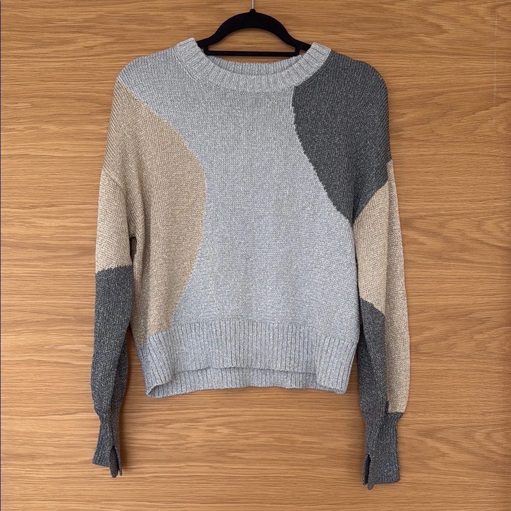 Cinq a Sept Silver and Gold Crew Neck Sweater